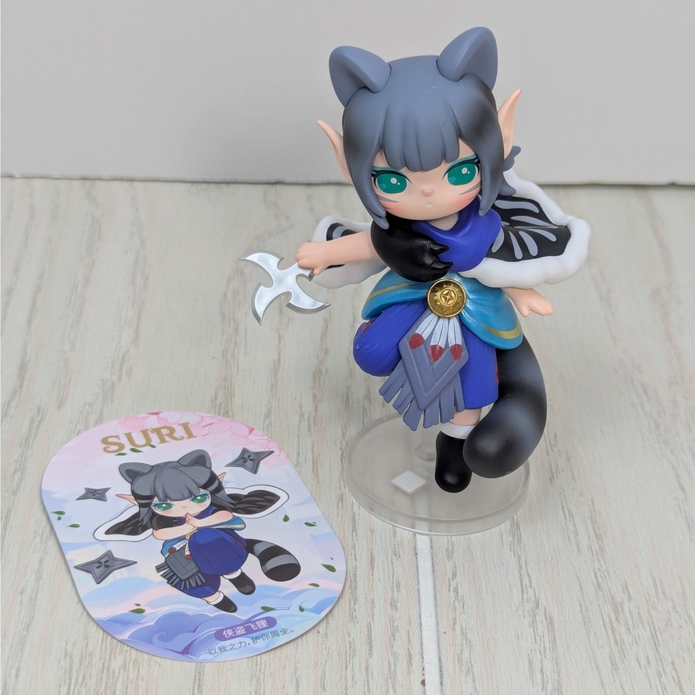 Rolife Suri Nine Spirits Elves Ninja throwing Star Raccoon Figure Anime W/ Card